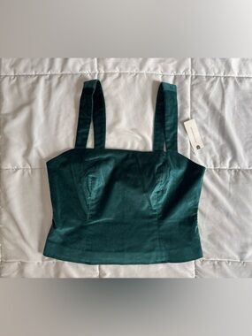 Anthropologie Teal Square-Neck Tank with Wide Straps